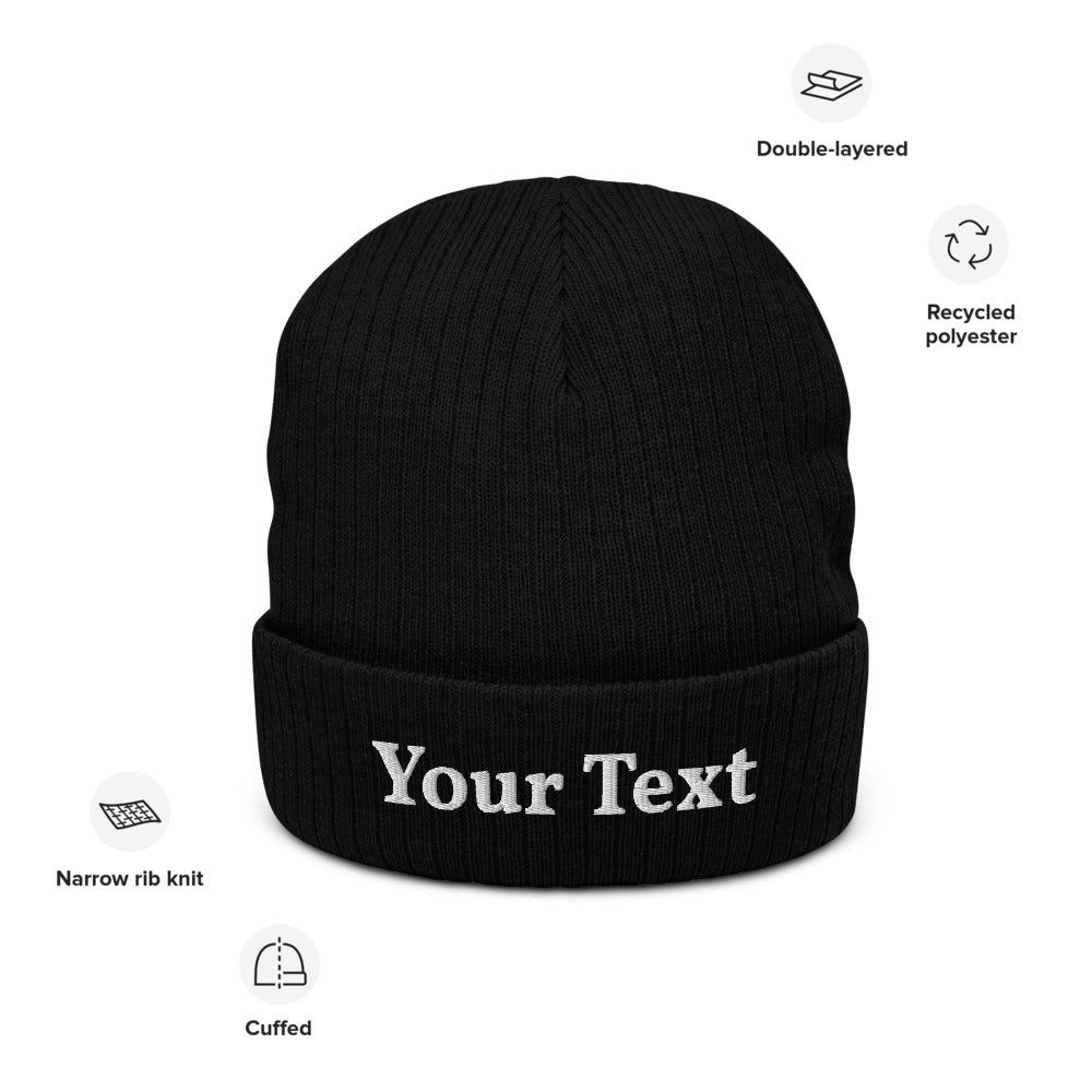 Add Your Own Text Design Your Recycled cuffed beanie