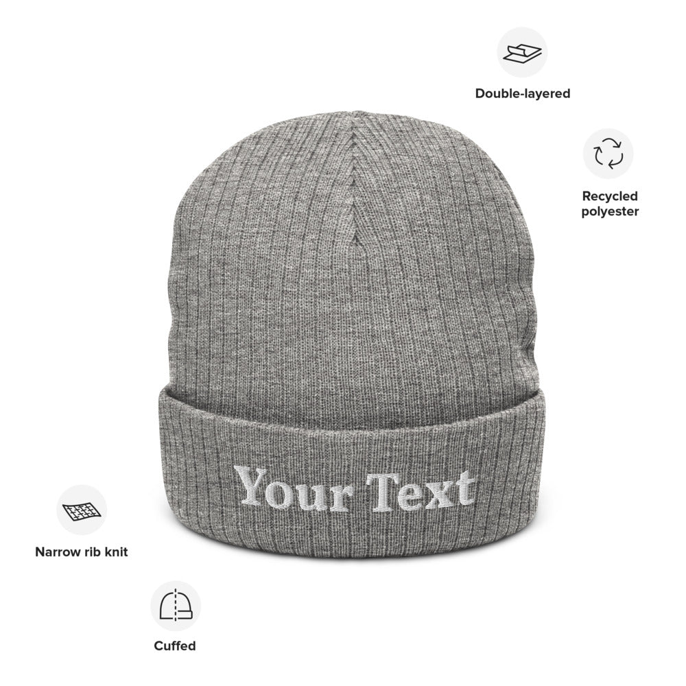 Add Your Own Text Design Your Recycled cuffed beanie