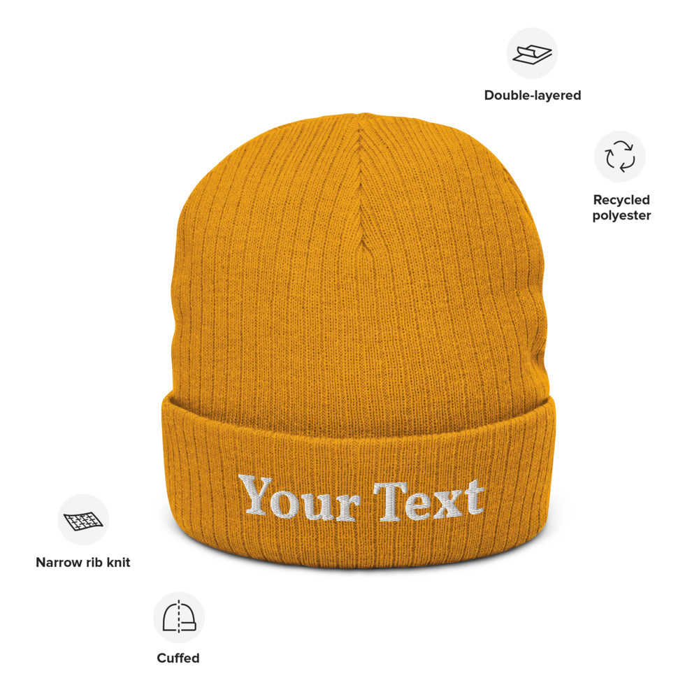 Add Your Own Text Design Your Recycled cuffed beanie