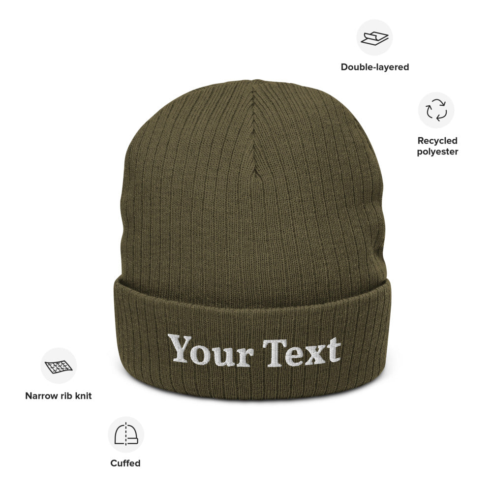 Add Your Own Text Design Your Recycled cuffed beanie