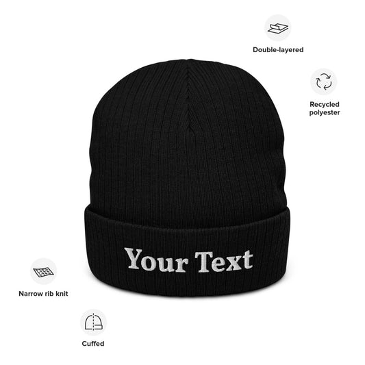 Add Your Own Text Design Your Recycled cuffed beanie